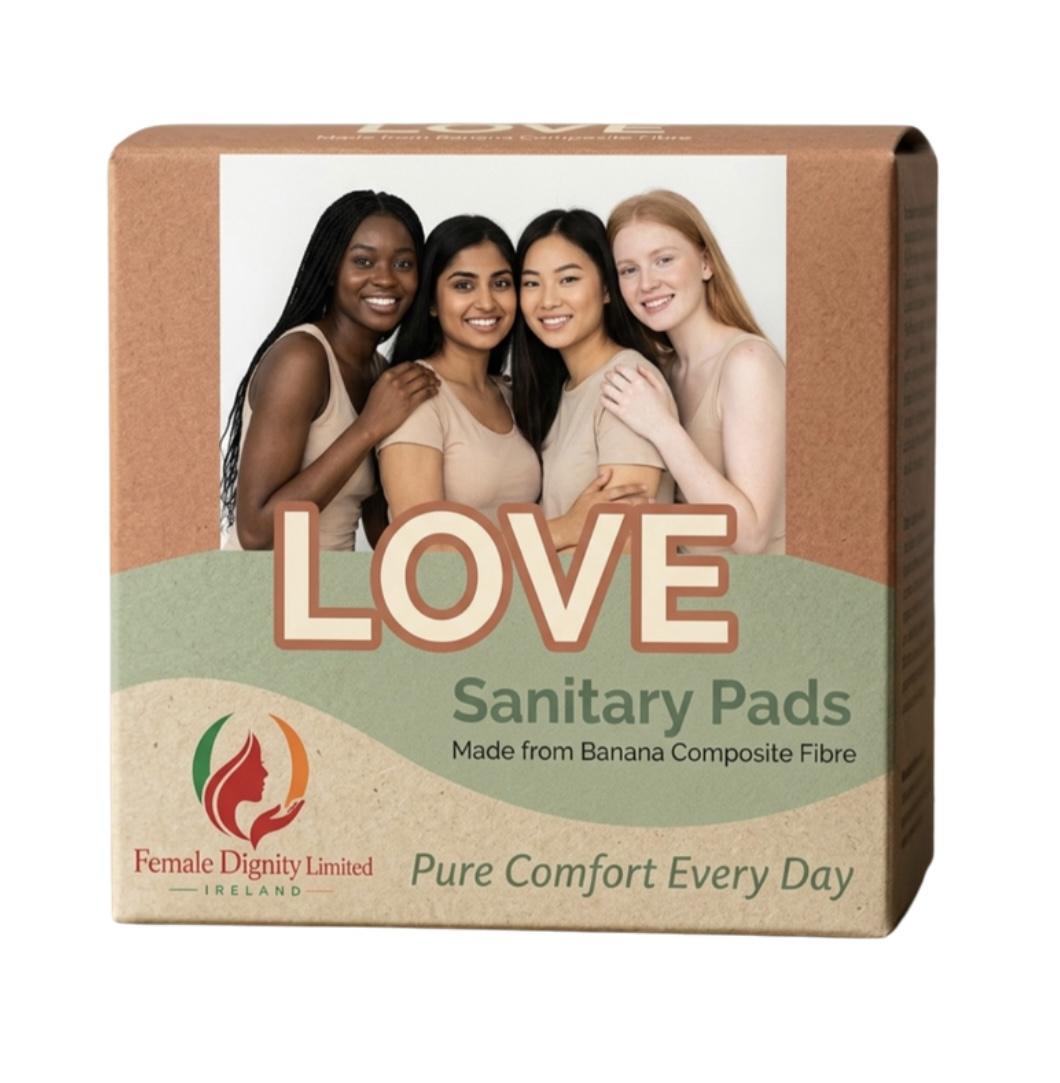 LOVE sanitary pads packaging by Female Dignity Limited